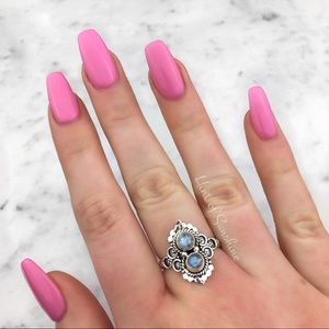 925 Sterling Silver rainbow Moonstone Ring NEW